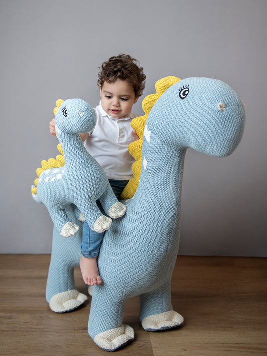 Blue Mama & Baby Dino: Unique Crochet Collection