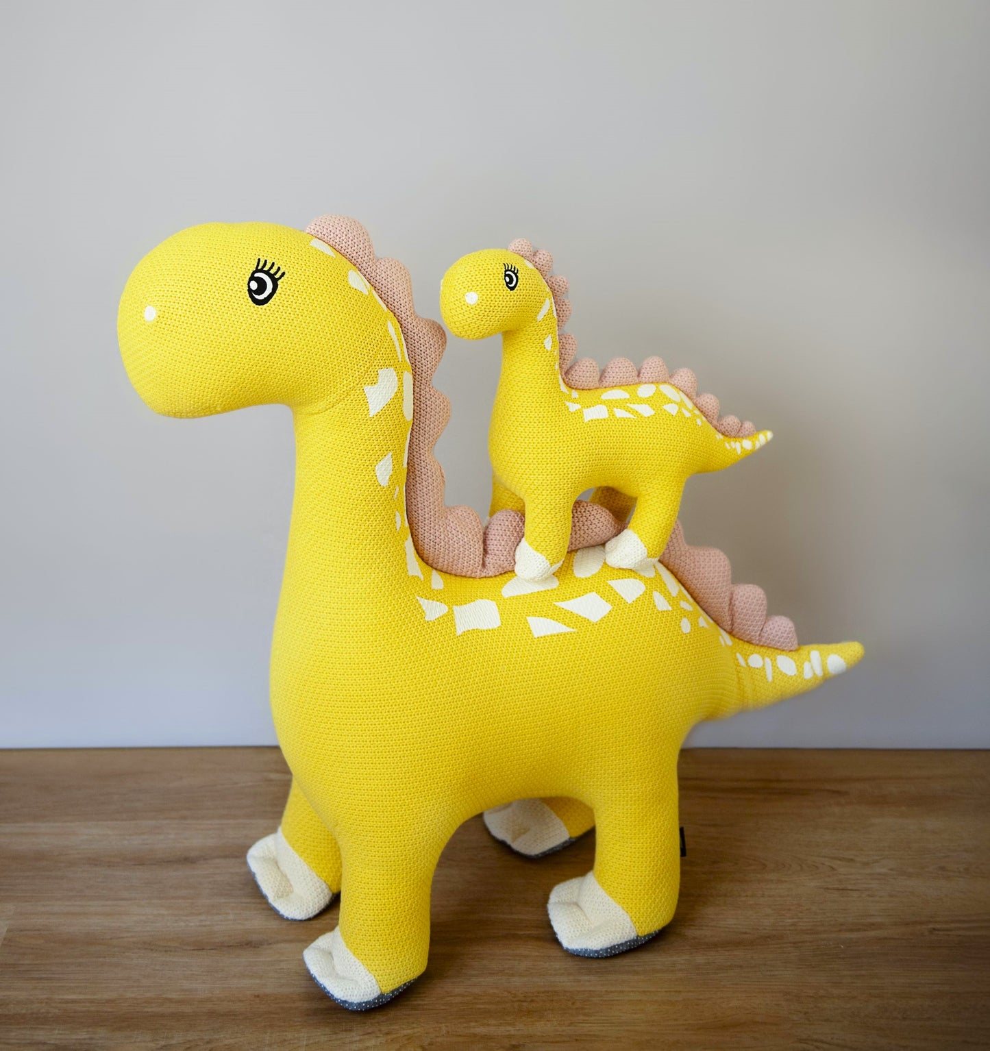 Yellow Mama & Baby Dino: Unique Crochet Collection