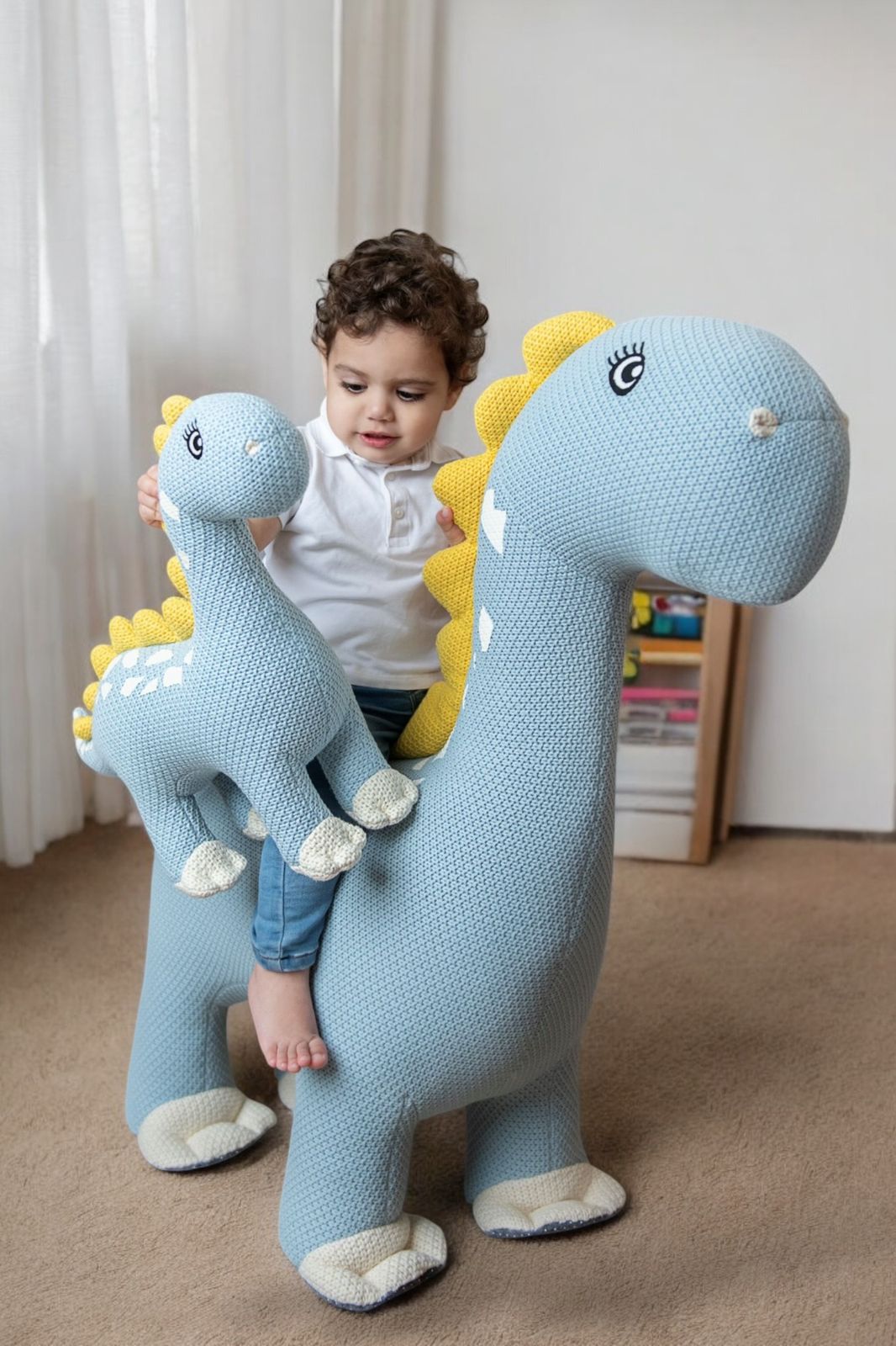 Blue Mama & Baby Dino: Unique Crochet Collection